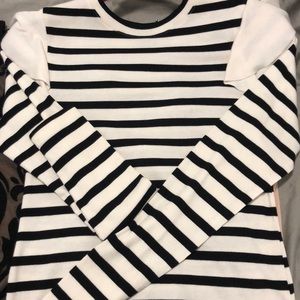 long sleeve black and white striped shirt